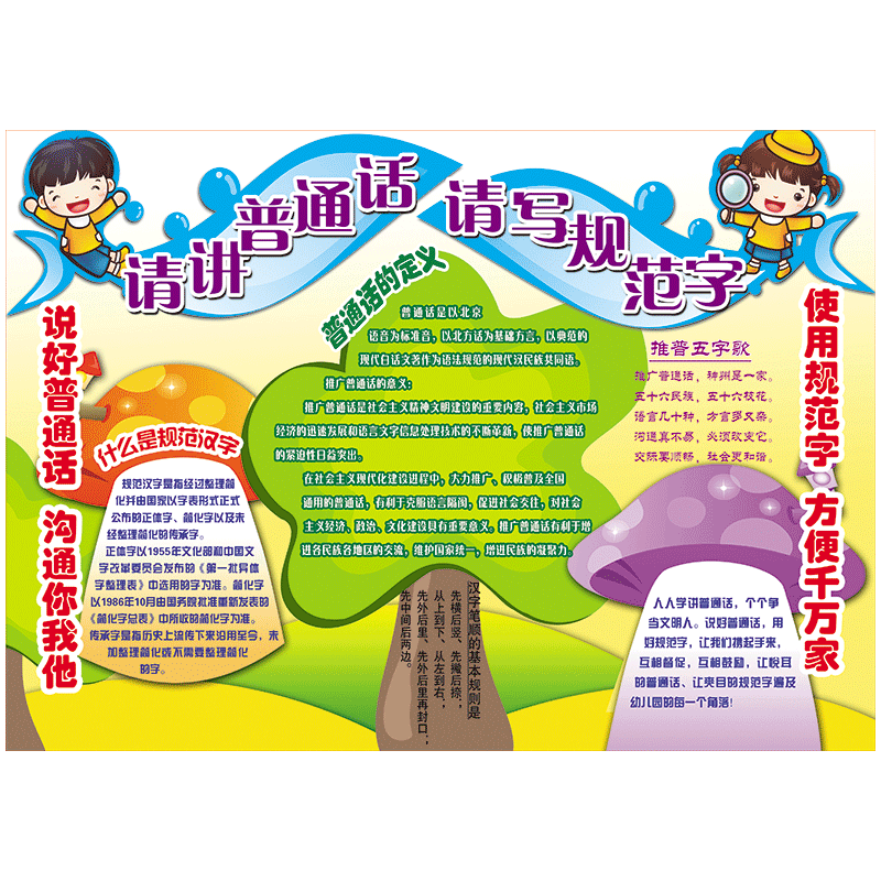 规范字sch57 sch57-01 请说普通话 请写规范字 40*30厘米 pp覆膜贴纸