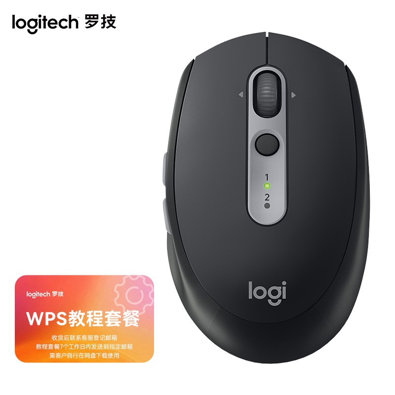 罗技（Logitech） M590无线蓝牙轻音鼠标 双模连接 办公商务笔记本家用鼠标 Flow技术 【鼠标+WPS教程卡套餐】石墨黑