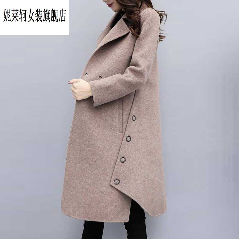 91nilaike女装毛呢大衣女中长款宽松显瘦女装秋冬新款宽松毛呢外套0
