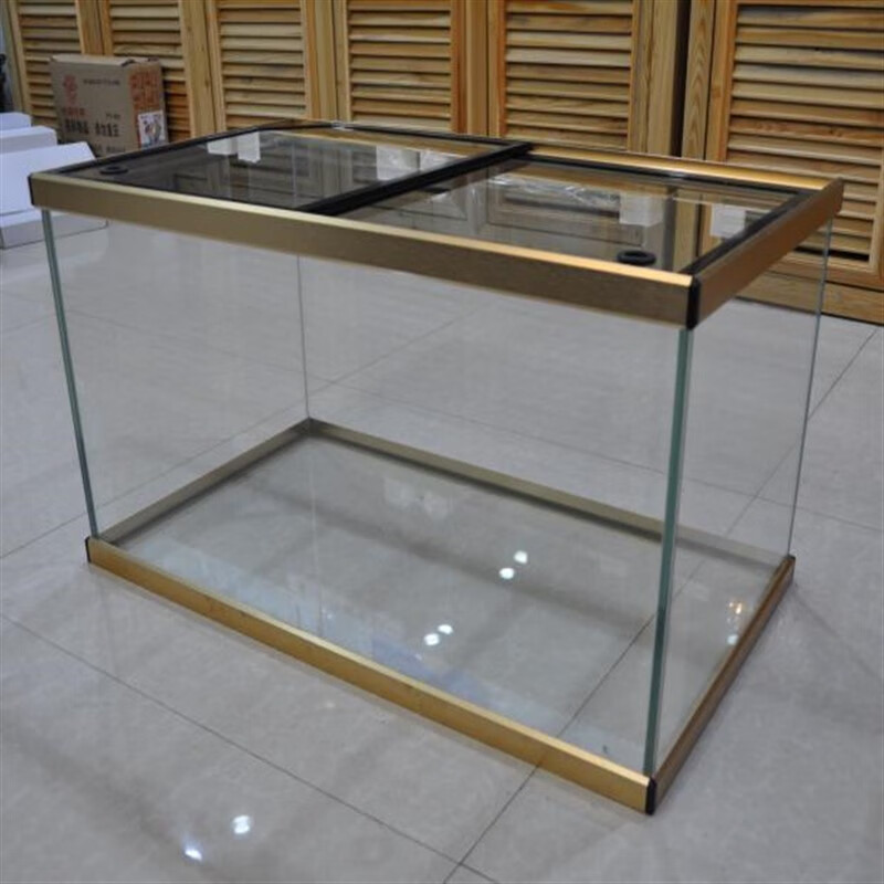 鱼缸 铝合金金银黑色拉丝上下包边框新款 400*400*400铝合金包边加
