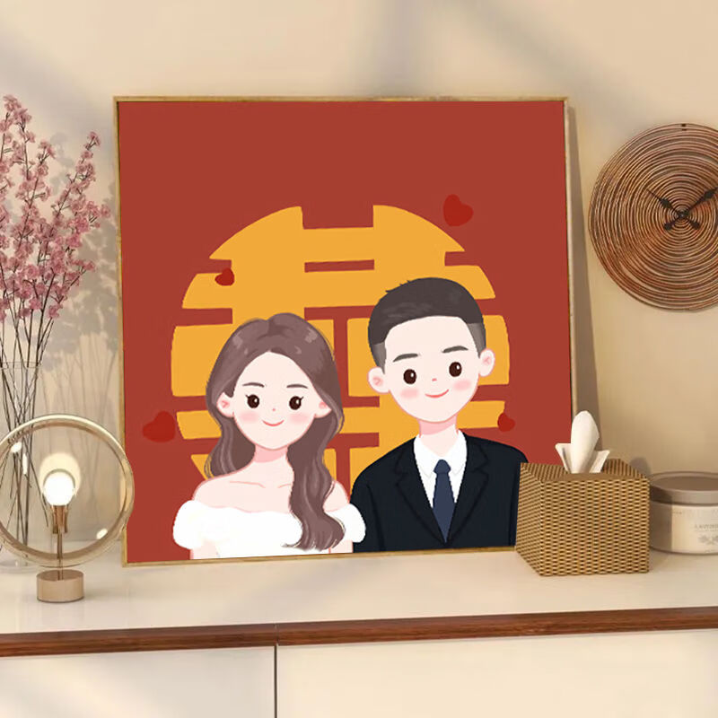 琴棋书画情侣数字油画diy填色填充手工制作新婚礼物送新娘浪漫涂鸦