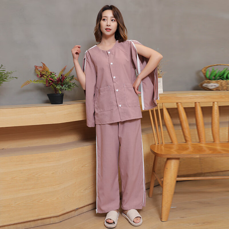 赛曼蝶易穿脱病号服春秋护理服拉链易穿脱术后卧床瘫痪病人老人病号