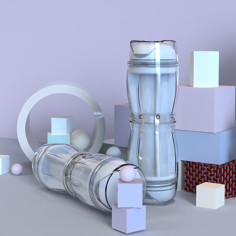 飞机杯男用双头透明柔软通道无异味密集颗粒阴茎降敏炮架炮机男性