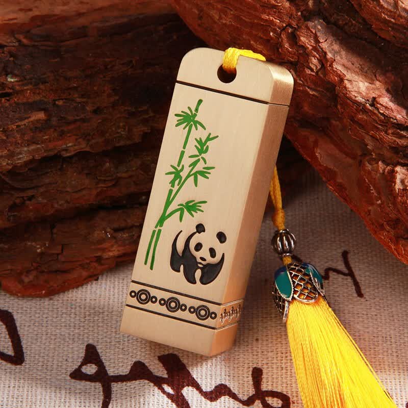 佳城梁实心黄铜印章书法篆刻私人刻字书画收藏成人礼生日送父亲退伍毕业纪念企业定制古风 绿竹熊猫 20*20*60mm