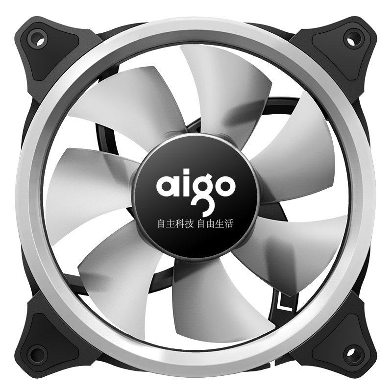 爱国者（aigo） 极光彩虹12CM电脑机箱LED风扇（支持大4P串联接口/水冷排散热/减震脚垫//赠4螺丝）