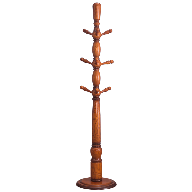 宜瑞思 衣帽架白腊木  加粗加大款别墅实木落地衣架美式圆盘挂衣架衣服架 立式衣裳架 主杆115mm胡桃色(圆盘款)