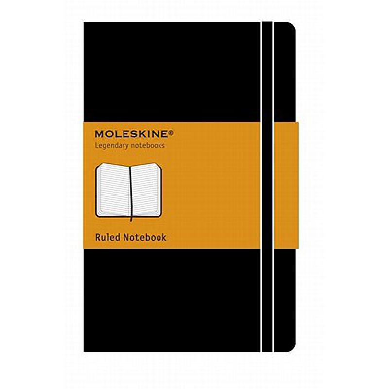 ruled,undermined 预订 moleskine classic notebook, large, ruled, bl