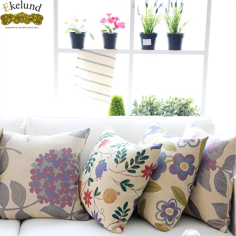 美式田园纯棉提花靠垫办公腰枕沙发床头靠背垫可拆洗抱枕套 安娜抱 