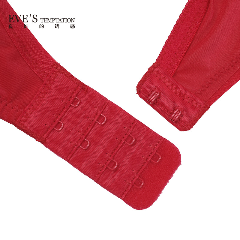 夏娃的诱惑音符组女士内衣女薄款性感蕾丝少女聚拢文胸舒适透气大码U型胸罩 红色 75C