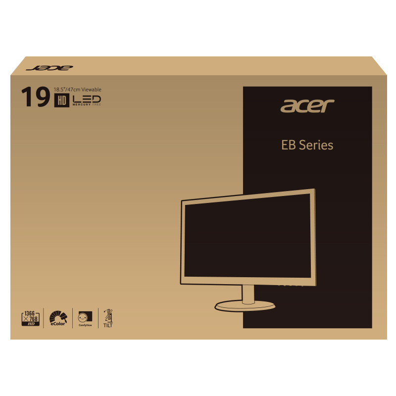 宏碁（Acer）18.5英寸办公小尺寸可壁挂宽屏LED背光液晶显示器 显示屏EB192Q b
