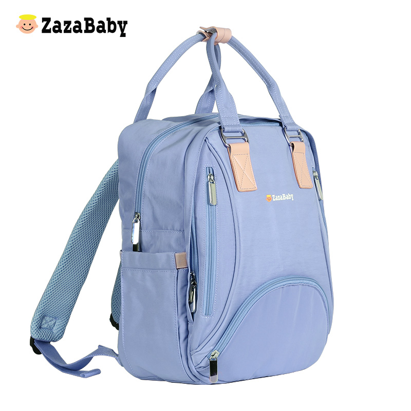 ZazaBaby妈咪包多功能大容量双肩包母婴包 浅蓝色