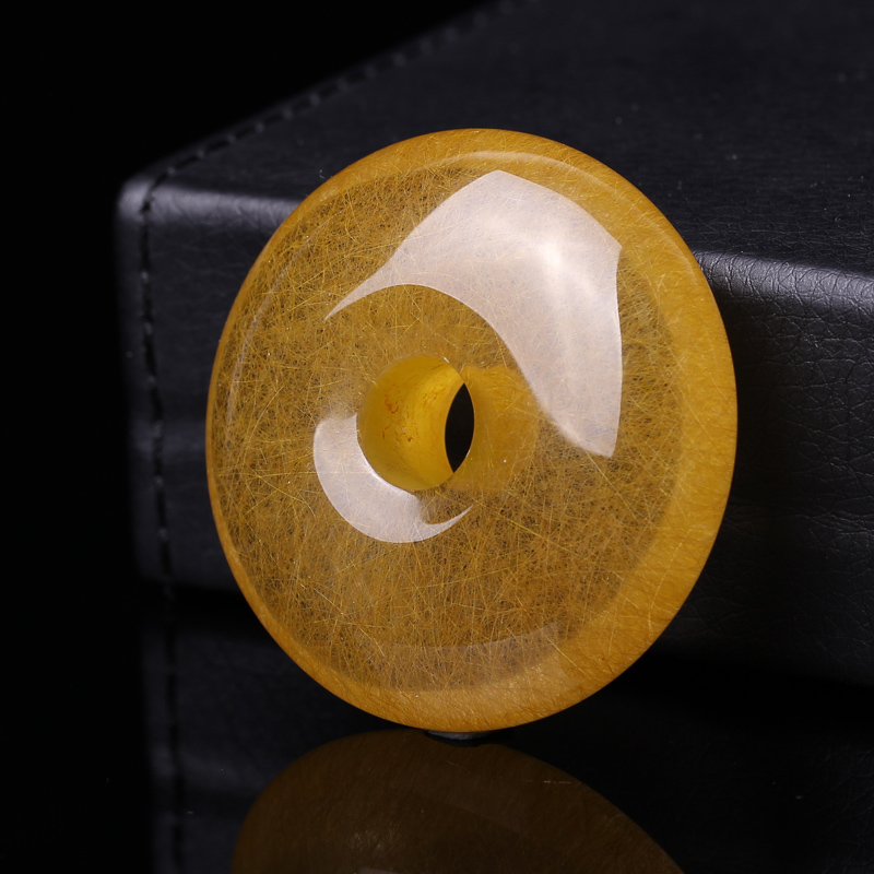 慈灵阁金发晶平安扣吊坠 挂件 发丝清晰透彻 45mm 一物一图