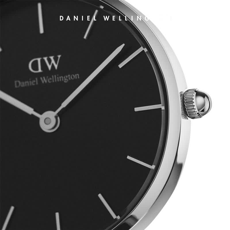 丹尼尔惠灵顿（DanielWellington）[部分爆品5折]DW手表女摩登石英女士手表欧美腕表 生日礼物送女友 28MM银色边黑盘DW00100246