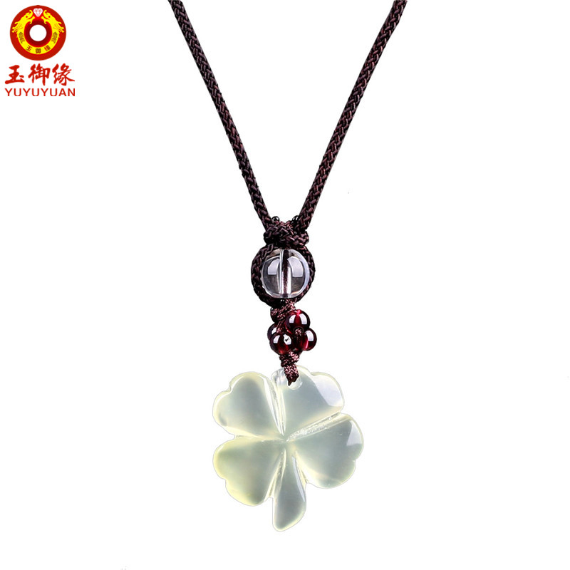 玉御缘    民族风项链锁骨链颈链子吊坠配饰四瓣草毛衣链长款百搭简约