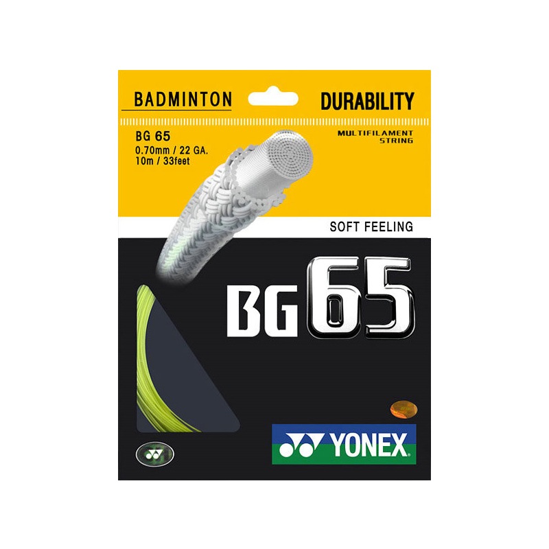 尤尼克斯 YONEX BG-65 耐用 软性手感 羽毛球线 黄色 单扎装