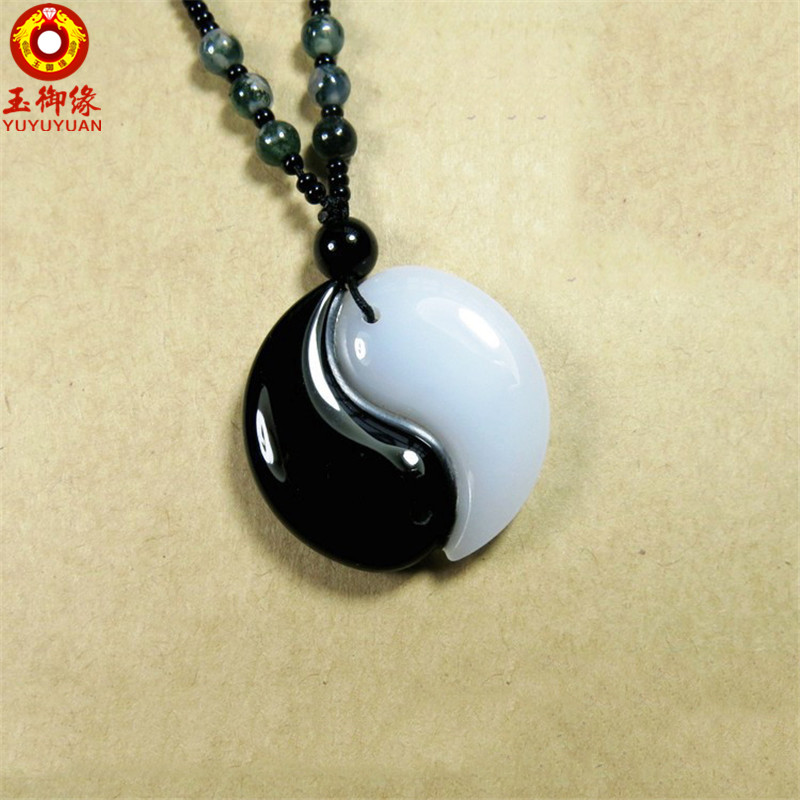 玉御缘原创石勾玉吊坠八卦玉坠情侣一对项链玉坠玉佩男女款-京东-618/双