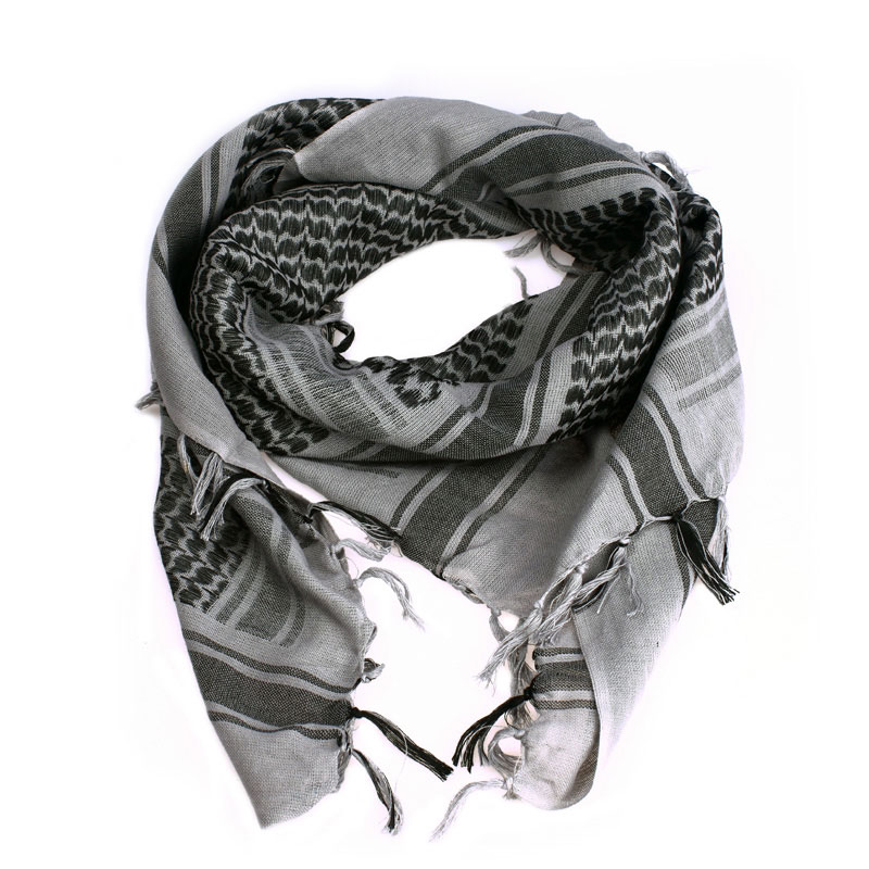 蘇動苏动阿拉伯方巾大围巾男女棉质秋冬骑行围巾面罩 灰色百搭