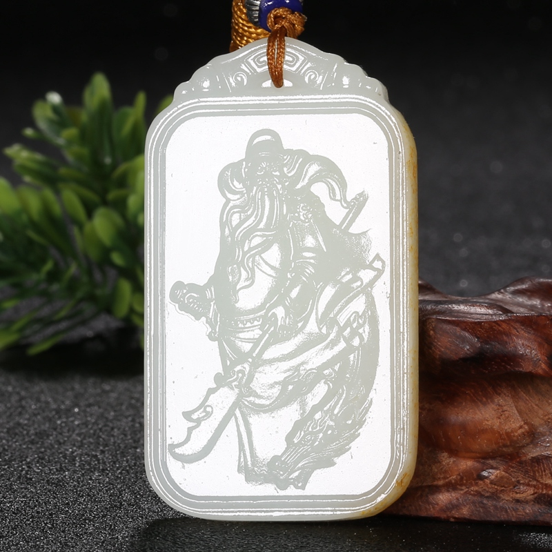 皇贵人【珠宝严选】玉雕艺术家钱斌祥作品 新疆且末料和田玉关公玉牌