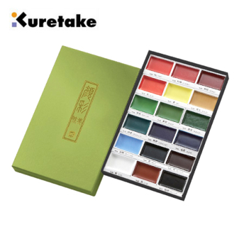 日本kuretake吴竹 12 18 24 36色易溶水彩颜料 耽美国画颜彩 固体颜料