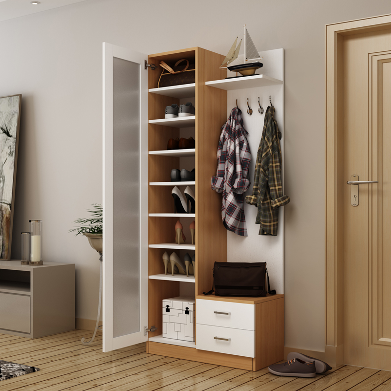 菲迪拉小户型多功能门厅鞋柜玄关柜衣帽柜换鞋凳入户门厅鞋柜穿衣镜