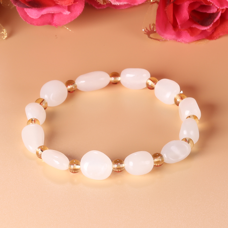 和田玉羊脂玉手链女士款天然玉石手串 福禧玉器