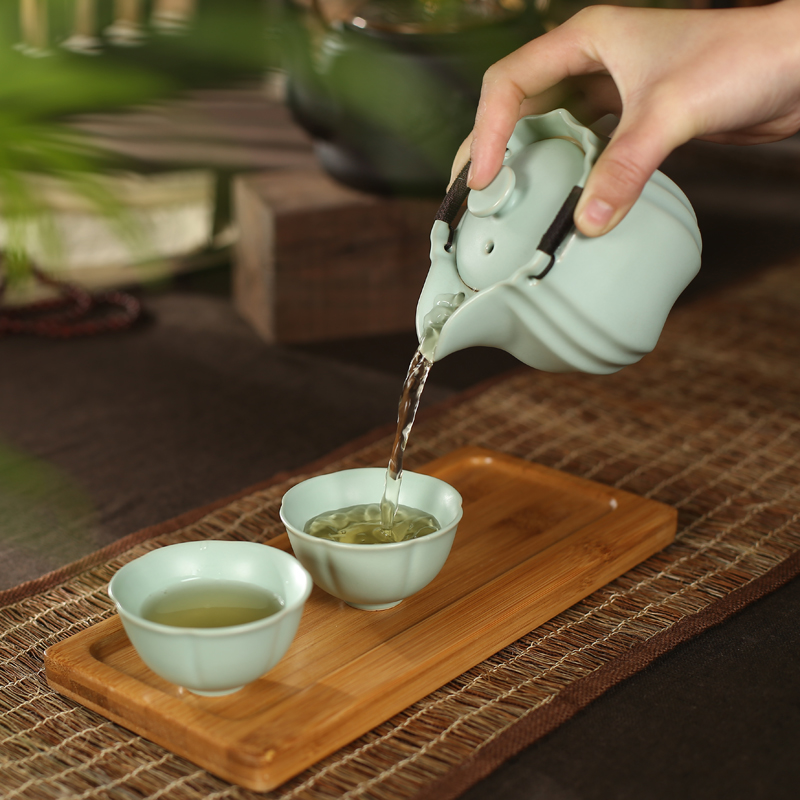茶具一壶两杯二杯四杯开片可养蝉翼纹 乐雅壶 一壶两杯 小竹托(普通