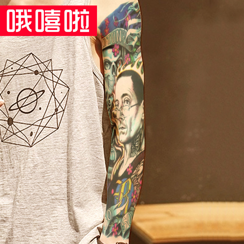 哦嘻啦1张满臂1张花臂彩色全臂霸气满臂逼真纹身贴男士图腾防水刺青贴