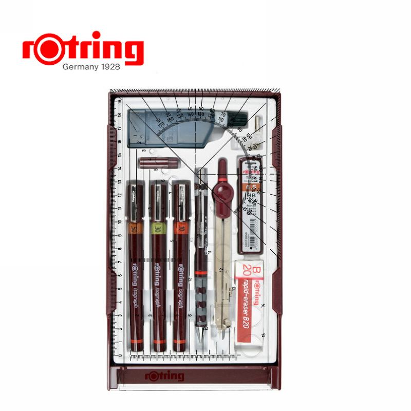 德国rotring红环可加墨水针管笔圆规橡皮铅芯套装大师