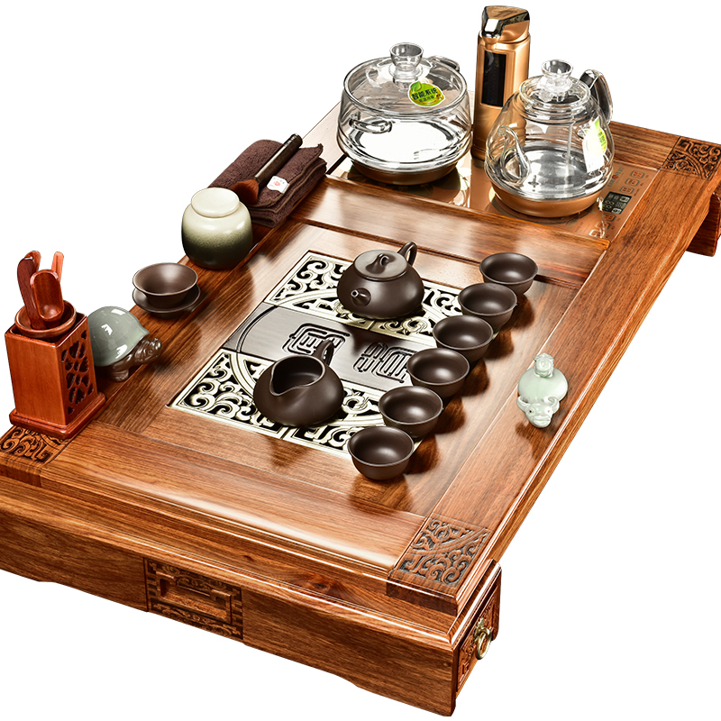 功夫紫砂汝窑茶具套装黄花梨实木茶盘全自动电茶炉 石瓢茶具 金灶g9