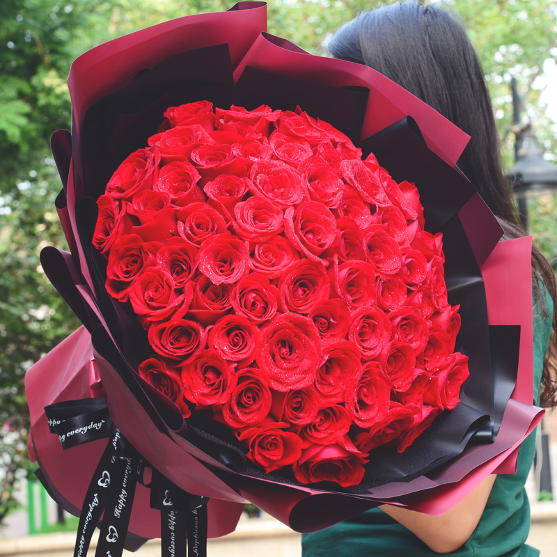 一花一恋新年鲜花同城配送速递红玫瑰花束礼盒送花女友老婆生日礼物花店 鲜花·33朵红玫瑰花束