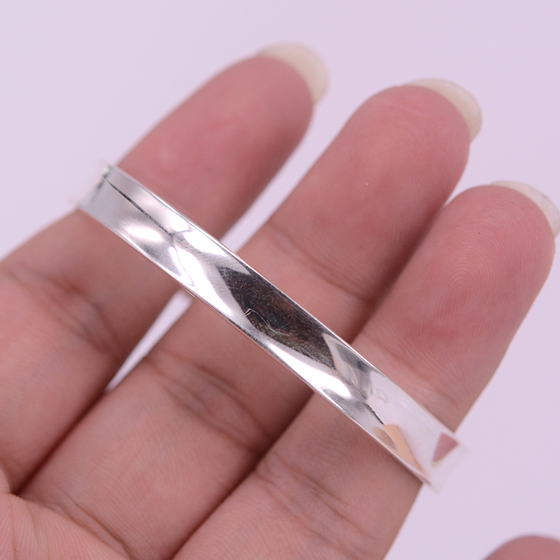 eck 999足银凹面手镯 开口 女士银镯子 光面手镯 简约银手环 20克宽