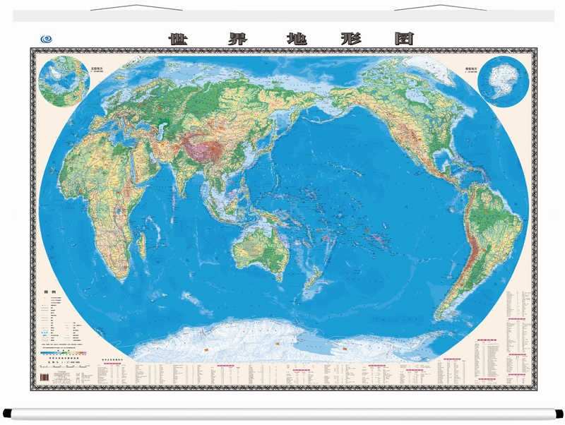 2022世界地形图挂图 世界地图挂图 覆膜防水挂图 卷轴精品 2米x1.5米世界地图挂图地形版