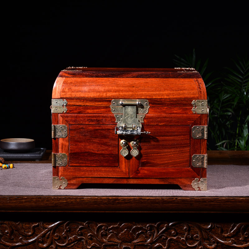 素面首饰盒中式复古红木高档结婚带镜子首饰收纳盒珠宝箱红木首饰盒子