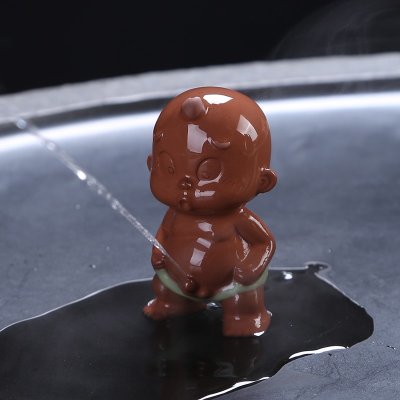 祥业 喷水尿童小和尚紫砂小孩童子撒尿娃娃茶宠摆件紫砂功夫茶具茶艺