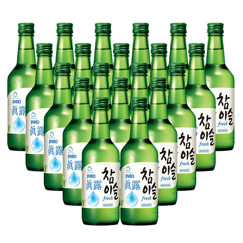 真露（JINRO）烧酒 韩国进口17.2°竹炭酒 360ml*20瓶 整箱（新老包装随机发货）dmdegukm