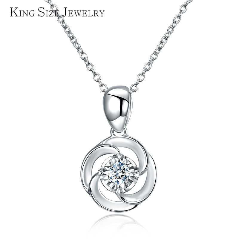 king size jewelry18k金钻石吊坠女 幸福玫瑰 钻石项链 18k金钻石吊坠