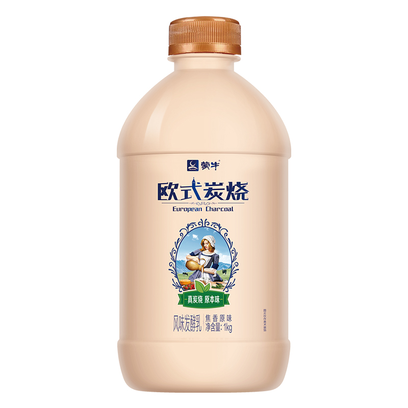 蒙牛欧式炭烧焦香原味酸奶1kg 生牛乳发酵炭烧酸奶低温酸奶酸牛奶生鲜风味发酵乳