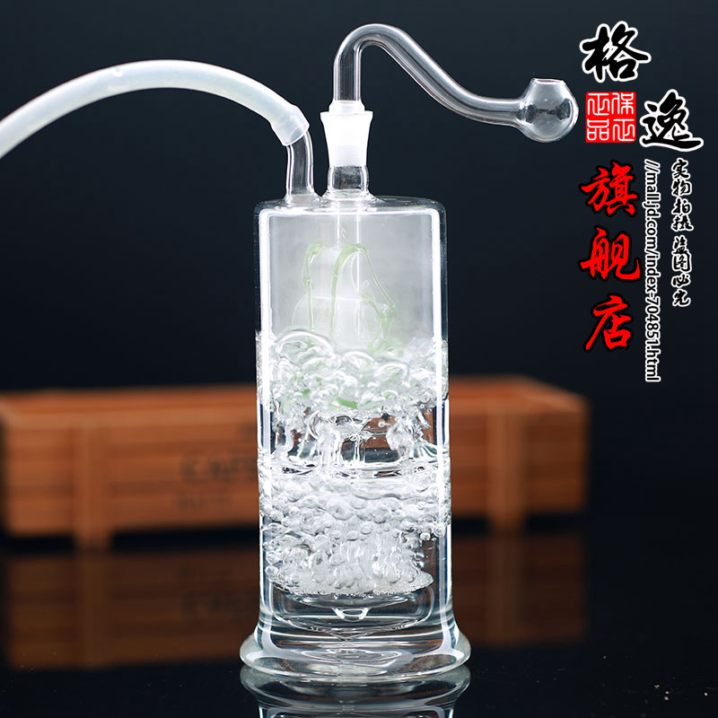 格逸58双层帆船玻璃水烟壶烟斗双循环过滤烟嘴两用水烟袋水烟壶配加
