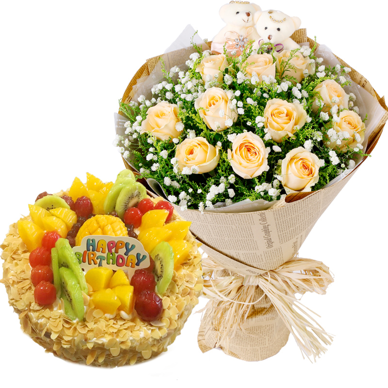 百世今生老婆生日蛋糕鲜花组合速递同城配送南京杭州北京广州深圳上海