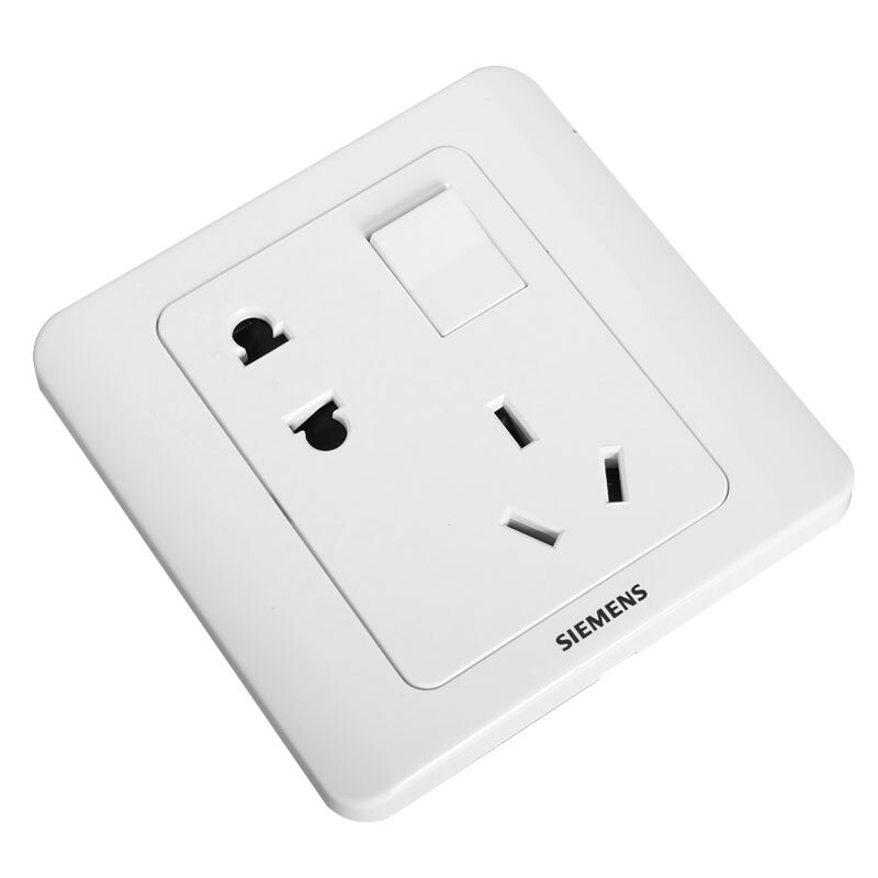 西门子(SIEMENS)开关插座 10A错位五孔带开关插座 86型暗装面板 远景雅白色