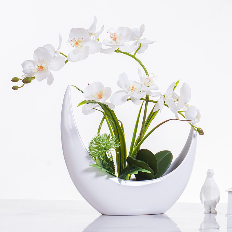 正想 雅典娜仿真花蝴蝶兰套装 假花装饰花花瓶摆件客厅绢花摆设花艺