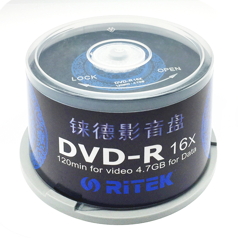 铼德(RITEK) 青花瓷系列 DVD-R 16速4.7G 空白光盘/光碟/刻录盘 桶装50片