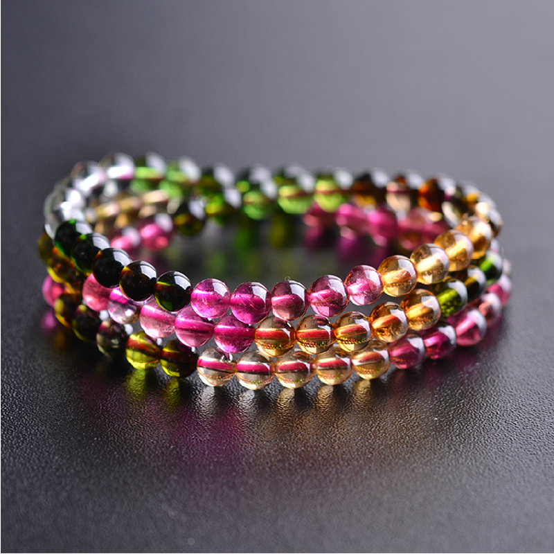 慈灵阁 通透碧玺多圈手链颜色艳丽 通透艳丽5mm三圈