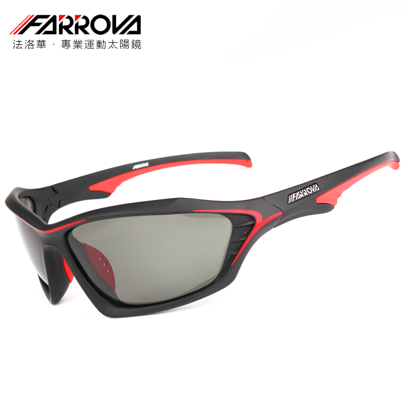 farrova法洛华偏光骑行眼镜男摩托车风镜户外钓鱼跑步马拉松山地自行车骑行防风沙运动眼镜护目太阳镜 砂黑红