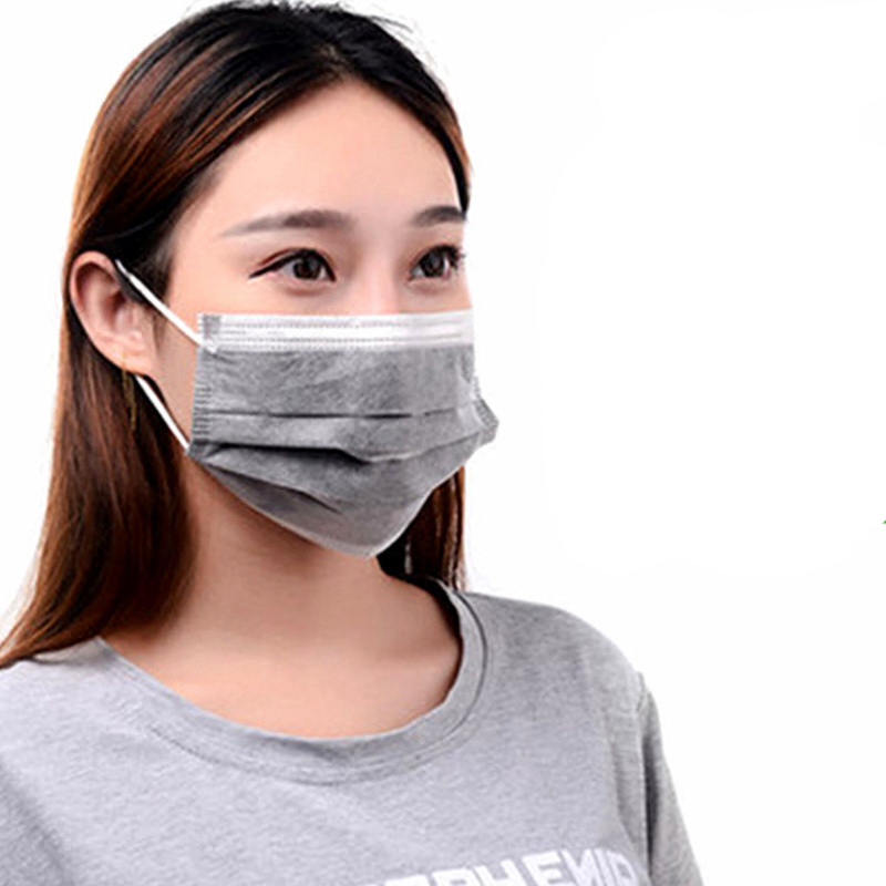 一次性活性炭口罩 男女竹炭加厚保暖防尘防pm2.5甲醛雾霾50只装