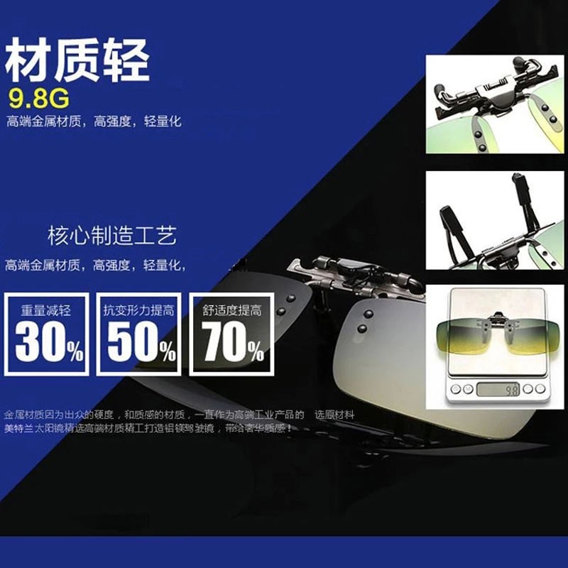 偏光夜视镜夹片男女日夜两用开车近视眼镜晚上专用驾驶墨镜防远光 渐变日夜两用