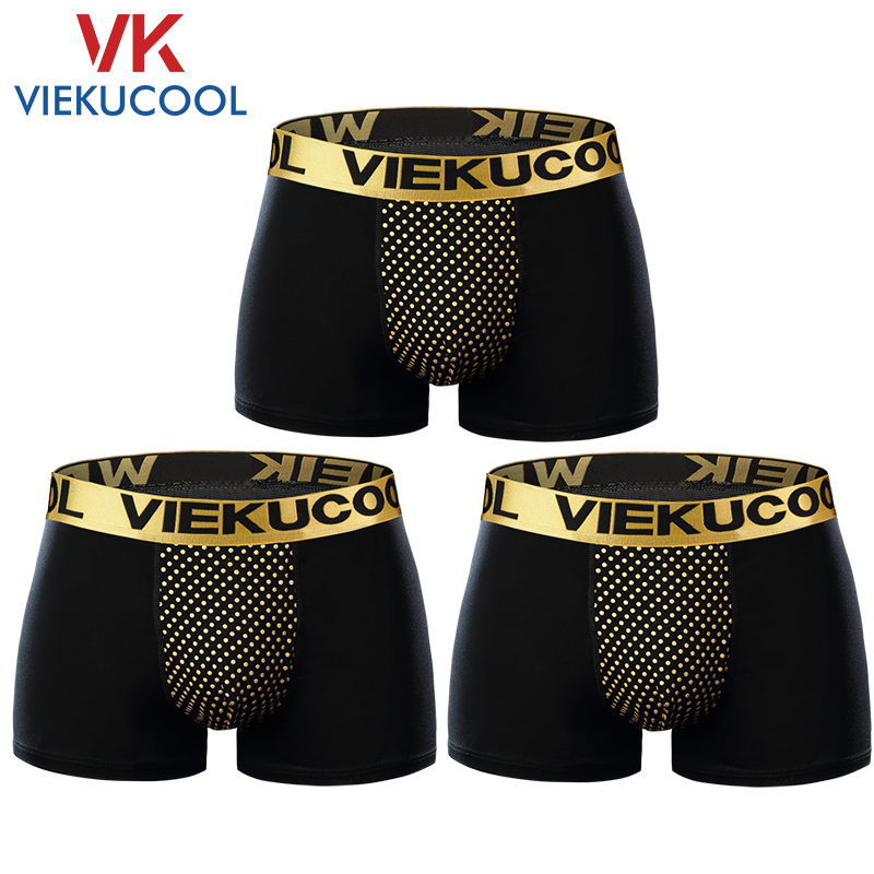 VIEKUCOOL VK英国卫裤3条装男士内裤男本命年大码内裤平角裤 黑色/黑色/黑色 4XL