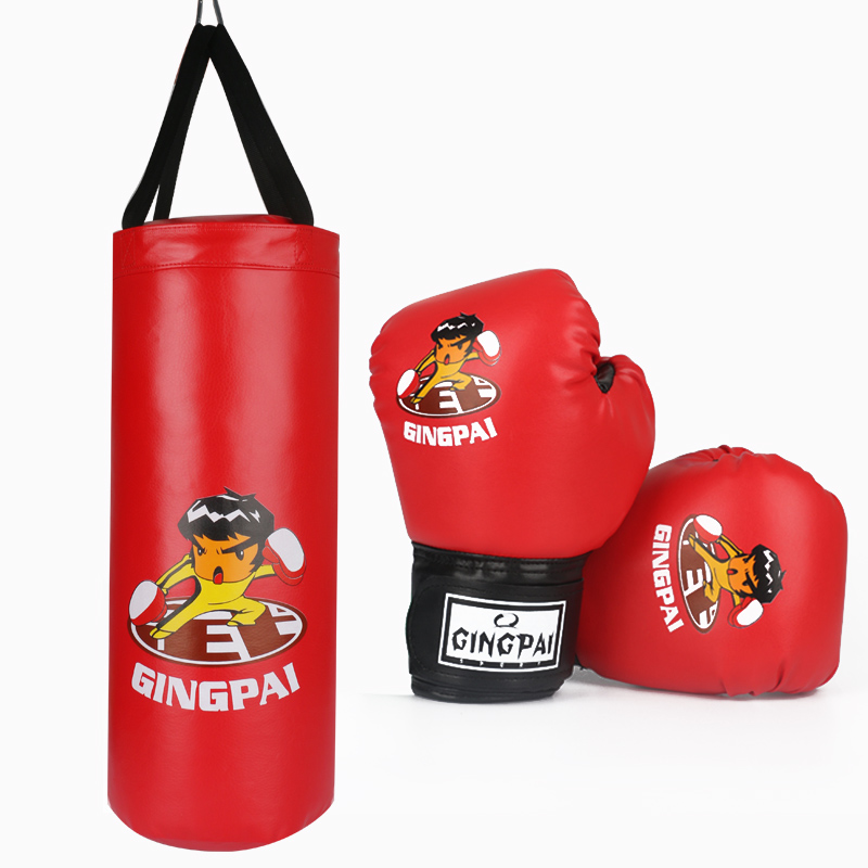 李小龙红色儿童拳套沙袋组合