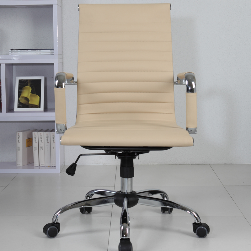【绿豆芽】电脑椅 家用 简约时尚 办公椅   会议椅 会客椅 升降转椅座椅子 D-9129 米黄色 中背