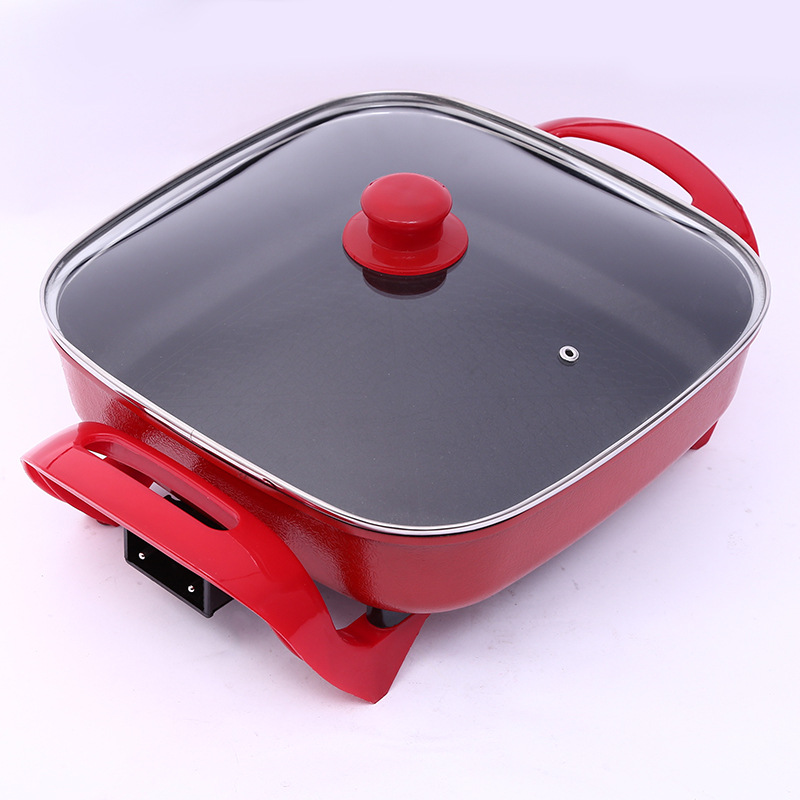 咖喜纳 韩式创意多功能电热不粘锅涮肉锅家用电器火锅 红色 30cm 多